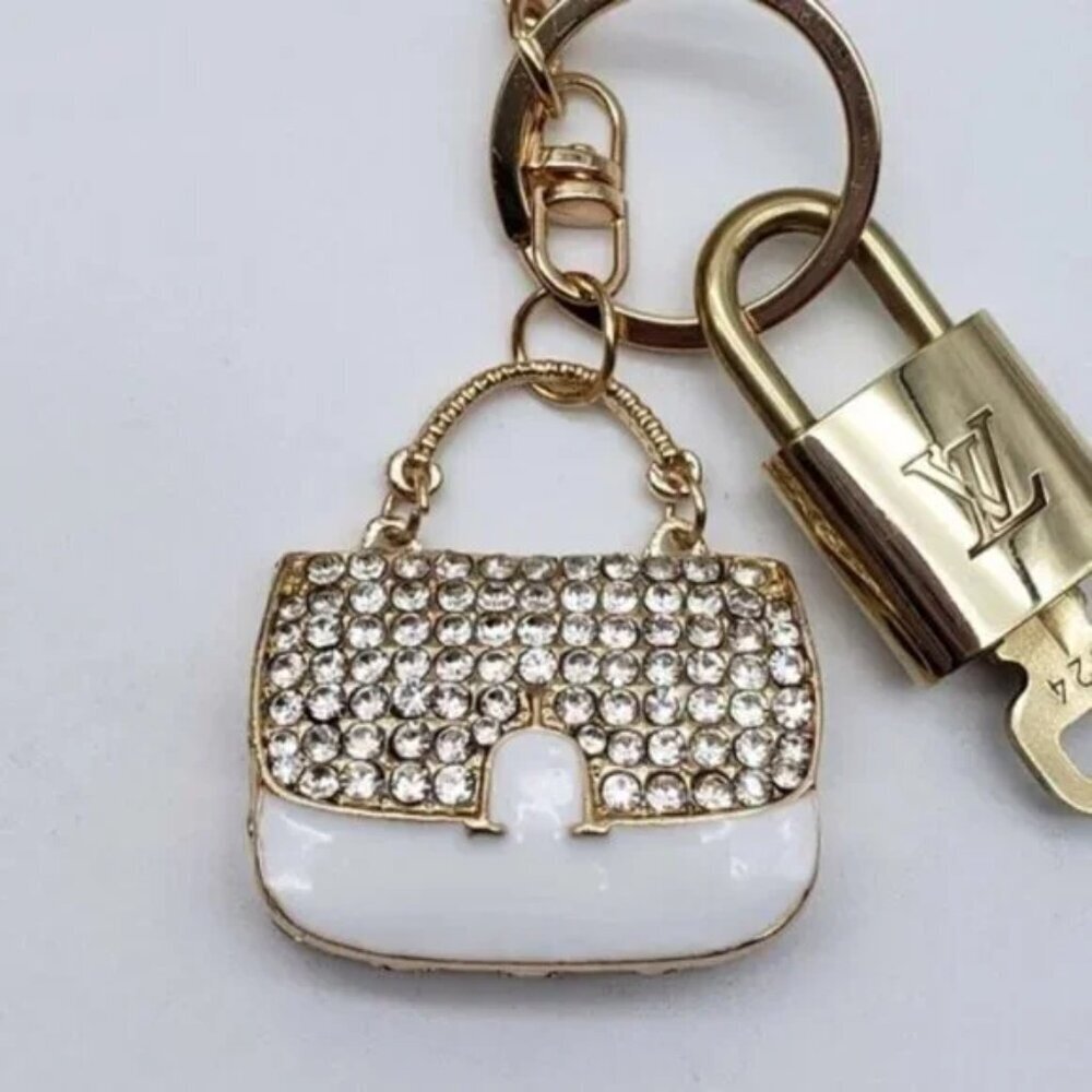 Authentic Louis Vuitton Padlock & Key Gold ✨Unbranded Bag Charm Keychain - Picture 6 of 7